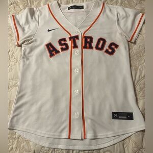 Nike White and Orange Astros Jersey